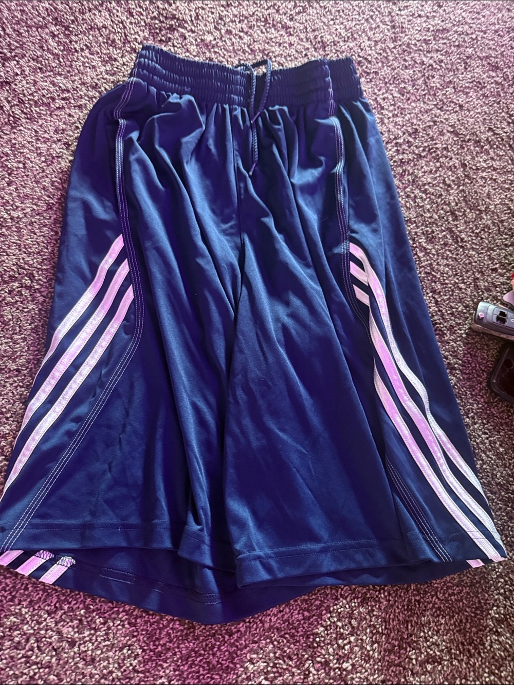 Men’s Navy Athletic Shorts with White Stripe